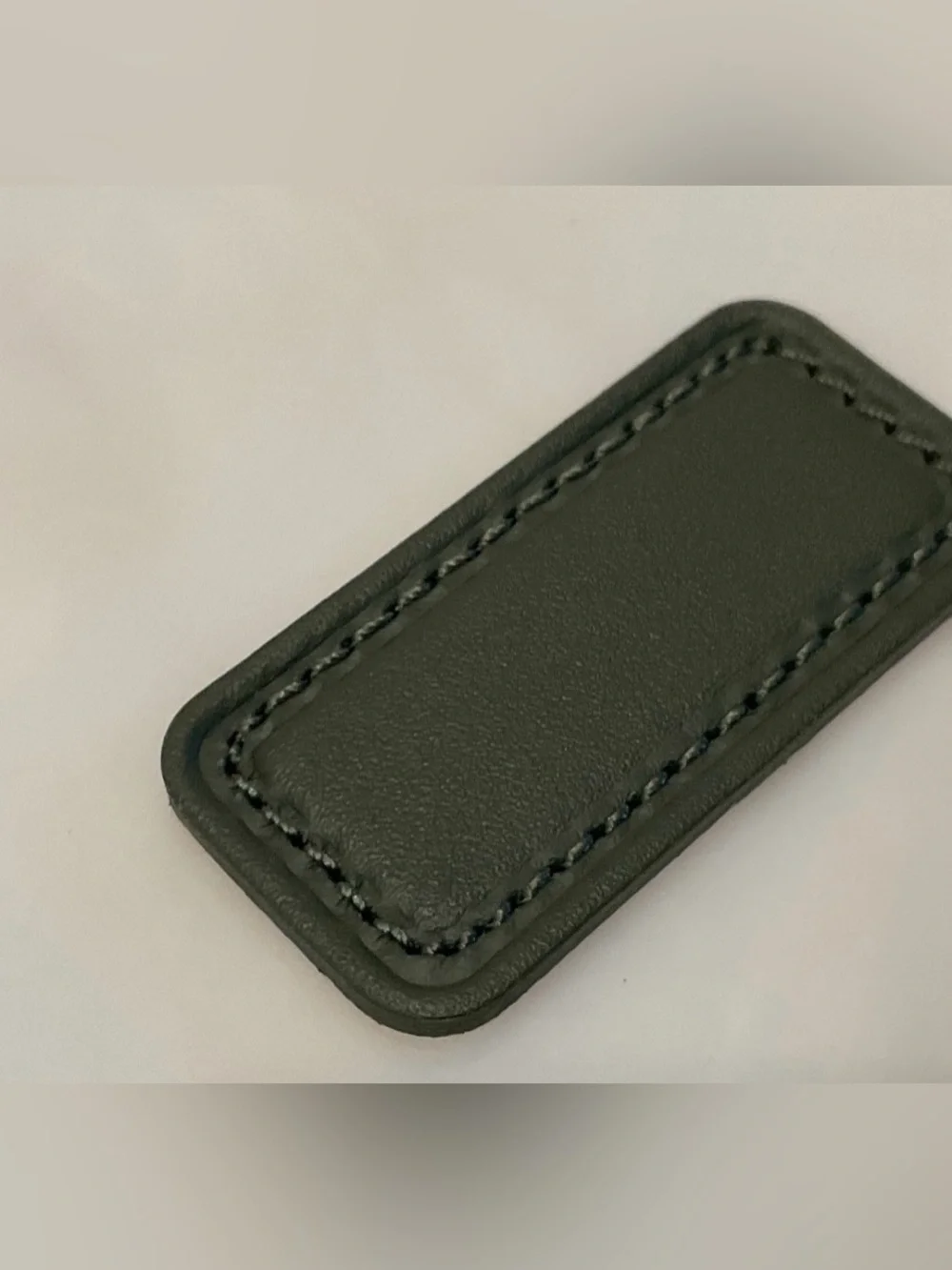 NEW Tumi Extra Small 2” x 15/16” Leather Monogram Patch - HUNTER GREEN color